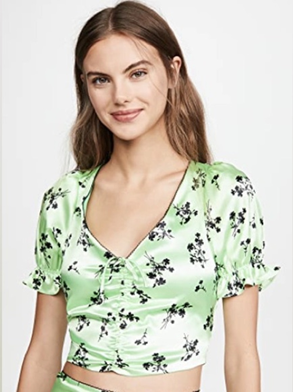 Likely Mona Botanical Print Crop Top in Pistachio